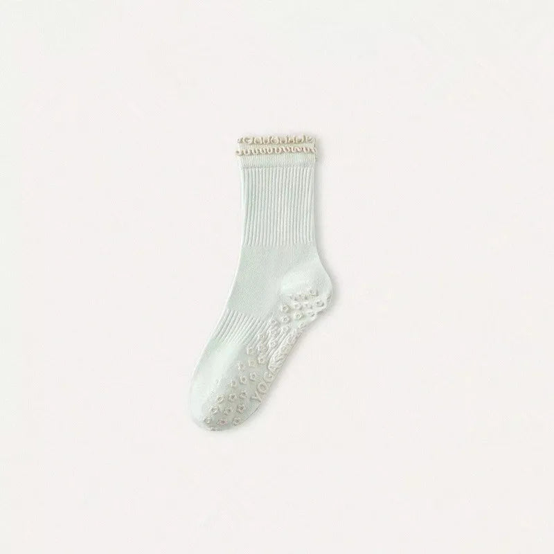 Ruffled Trim Grip Socks