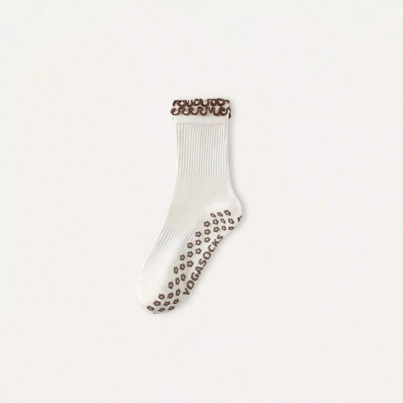 Ruffled Trim Grip Socks