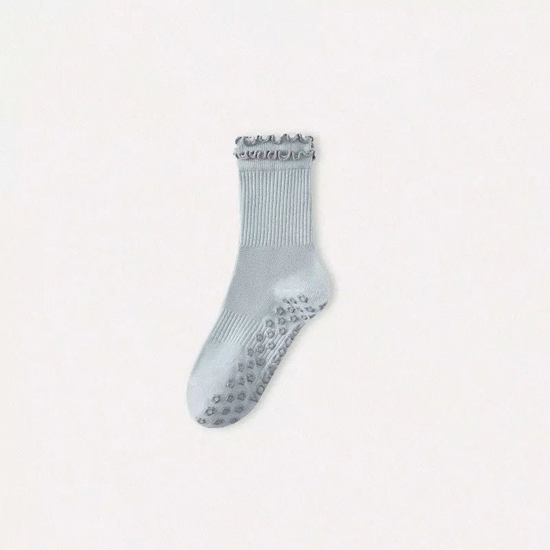 Ruffled Trim Grip Socks
