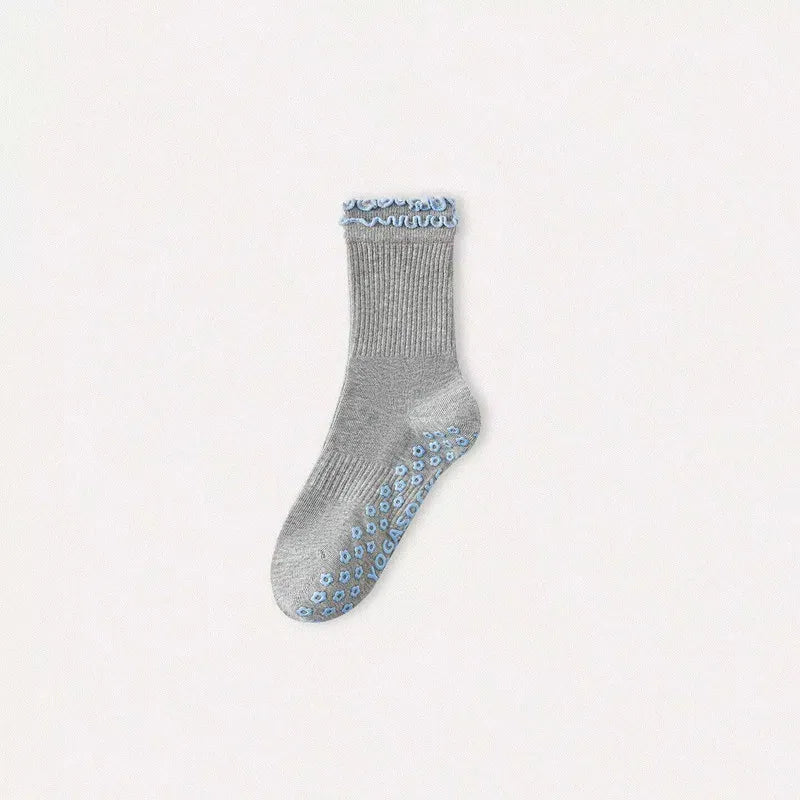 Ruffled Trim Grip Socks
